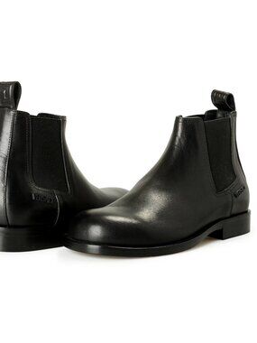 Versace Men's Black Leather Chelsea Boots Shoes US 7 IT 40
